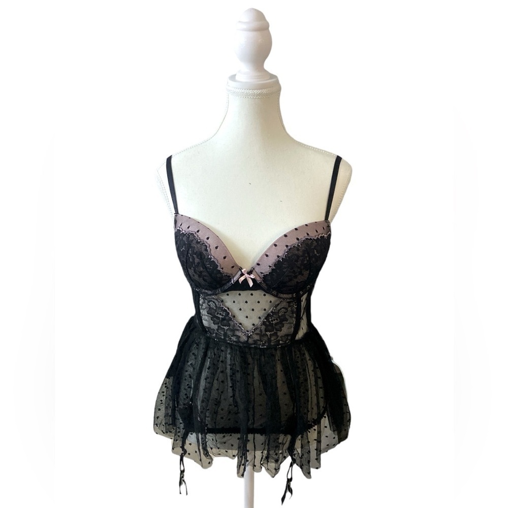 Victoria’s Secret - Push Up Teddy With Mesh Skirt Overlay